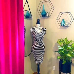 INC International Concepts Striped Black and Ivory striped Dress. Large